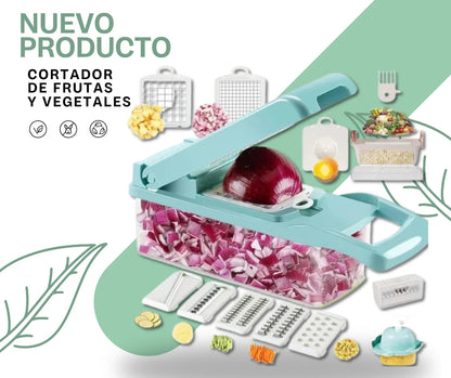 CORTADOR DE VEGETALES Y FRUTAS CON ACCESORIOS MULTIFUNCIÓN 10 EN 1